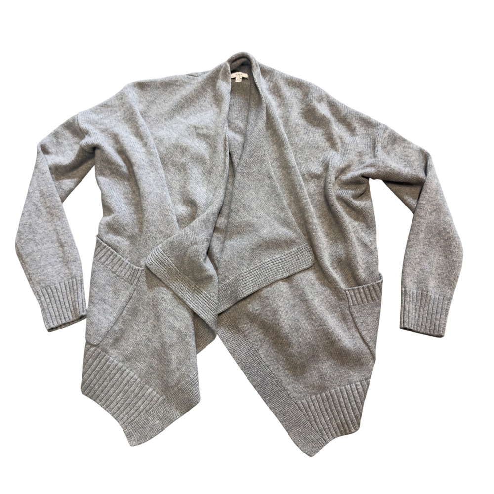 Vince Gray Wool Cashmere Draped Open Front Cardigan Sweater Small S/P